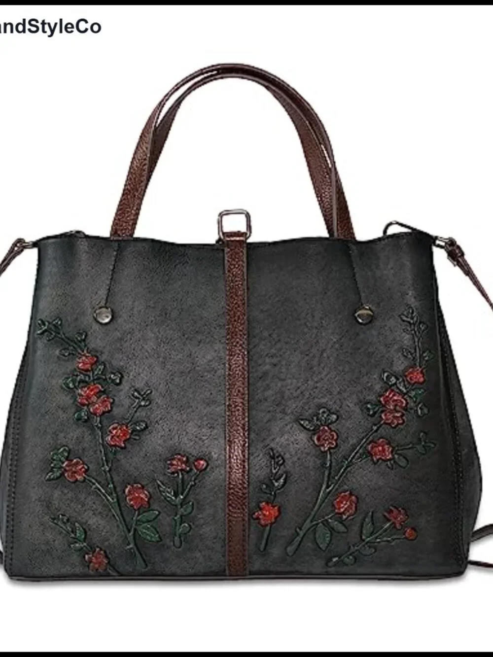 Genuine Leather Satchel Top Handle Handbag Vintage Embossed Crossbody Hobo Purse